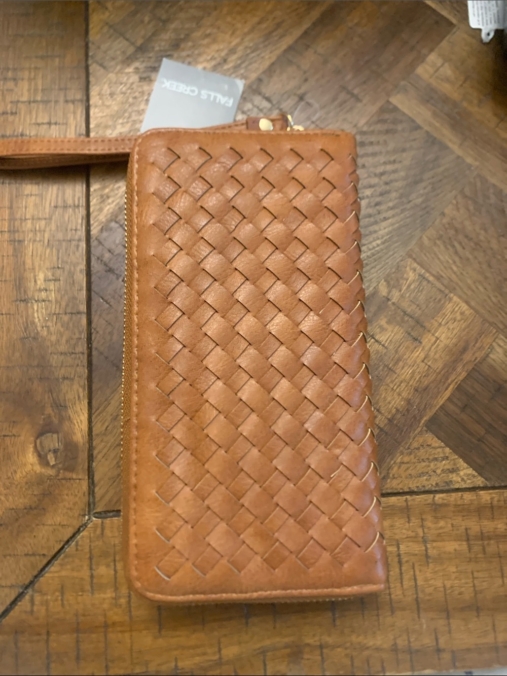 Falls Creek Woven Leather Wristlet Clutch in Tan - Picture 3 of 5